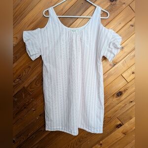 Madewell Rose & White Stripe Cold Shoulder Shift Dress Size Medium